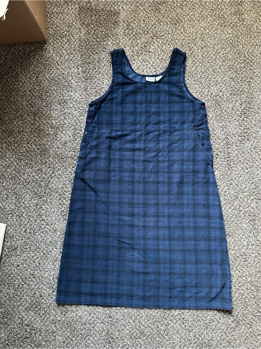 Vermont Country Store Plaid Midi Dress in Navy- fits loose